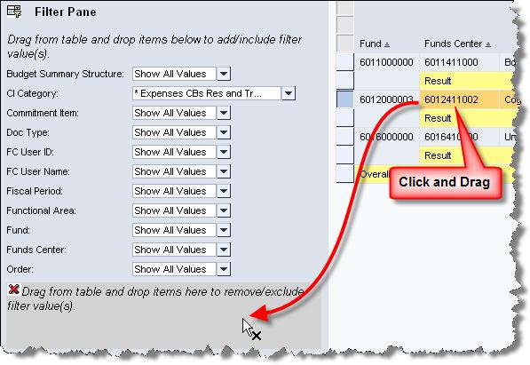 Filter Pane Drag and Drop Instead of using the filter dialog box to select filter values, you can also drag and drop values to include or exclude them from