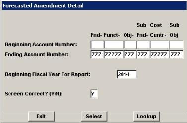 General Ledger 7 P a g e The example of the Forecasted Amendment report shown above shows a line item that exceeds the budgeted amounts.