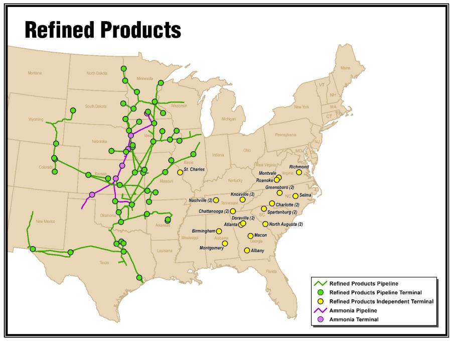 Refined Products Longest refined petroleum products pipeline system in the U.S.
