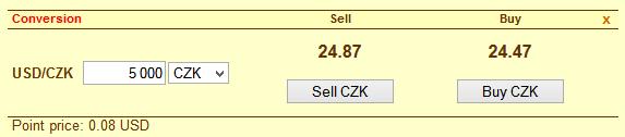 is CZK, see figure below). You can use the Х marker in the right part of the row to convert a currency into USD.