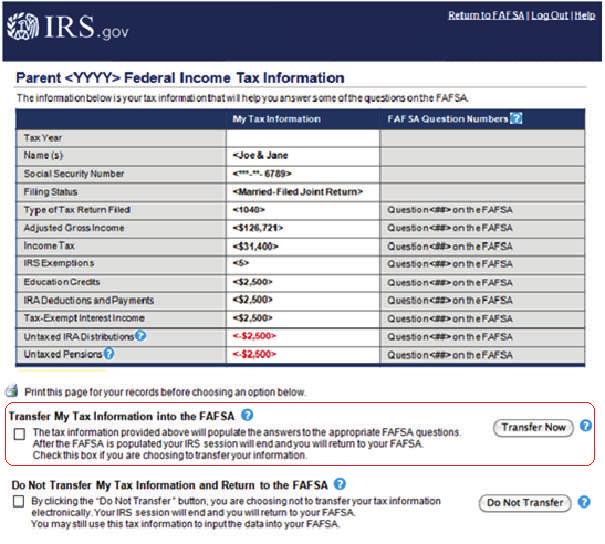 Once the IRS has authenticated your identity, your IRS tax information will display.