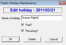 BEFORE EXTENDING Check each public holiday and 'Tick' on if this holiday is recurring ie: the holiday occurs