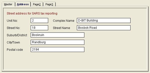 23 2.2.2 Tax Year End Guide - Preparation And Procedures For Tax Year End 2012 Address Tab Unit No: - OPTIONAL can be left blank. Complex Name: - OPTIONAL can be left blank.