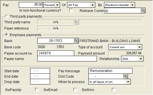 Procedures for Checking Tax Year End Setup 2.3.4.2 28 Banking Information Screen Banking details are MANDATORY if an employee is paid by electronic transfer.