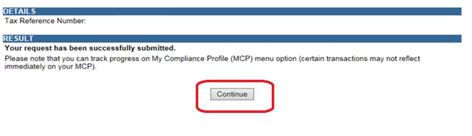 Select the Submit Form button to submit the ERC01 to SARS.