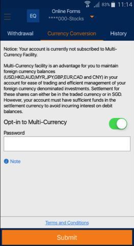 13b Online Forms Currency Conversion Select conversion action Select the desired