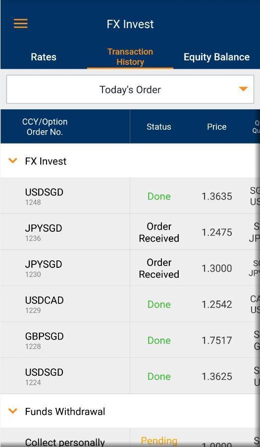 14b FXInvest Transaction History Toggle to expand/collapse FxInvest transactions Tap to toggle between different