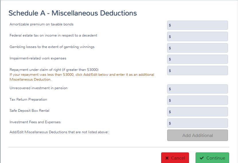 Practice Lab displays the Schedule A Miscellaneous Deductions page: 2.