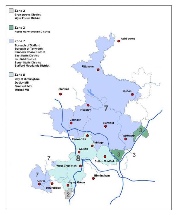 South Staffs Water area of supply Below is our area of supply. We act as an agent on behalf of Severn Trent Water Ltd and are responsible for the collection of sewerage charges within our area.