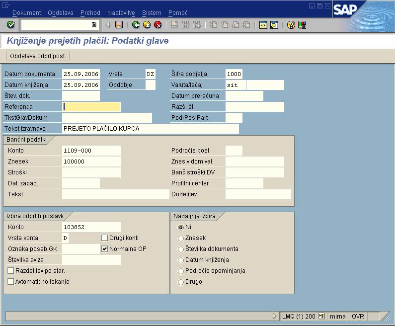 23 Izdani računi se vnašajo v sistem SAP R/3 z naročilom kupca direktno in so z nastavljeno matriko v ozadju že kontirani.