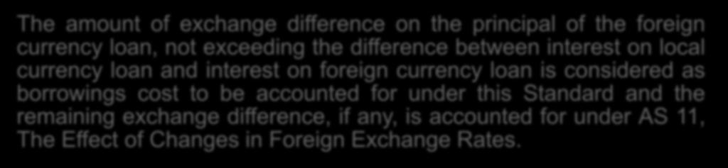 The amount of exchange difference on the principal of the foreign currency loan, not exceeding the difference between interest on local currency loan and