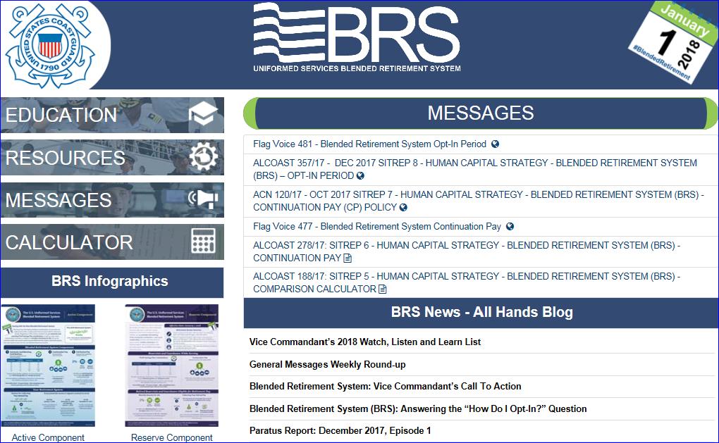 5 The Messages section provides a listing of Coast Guard published information on the BRS program.
