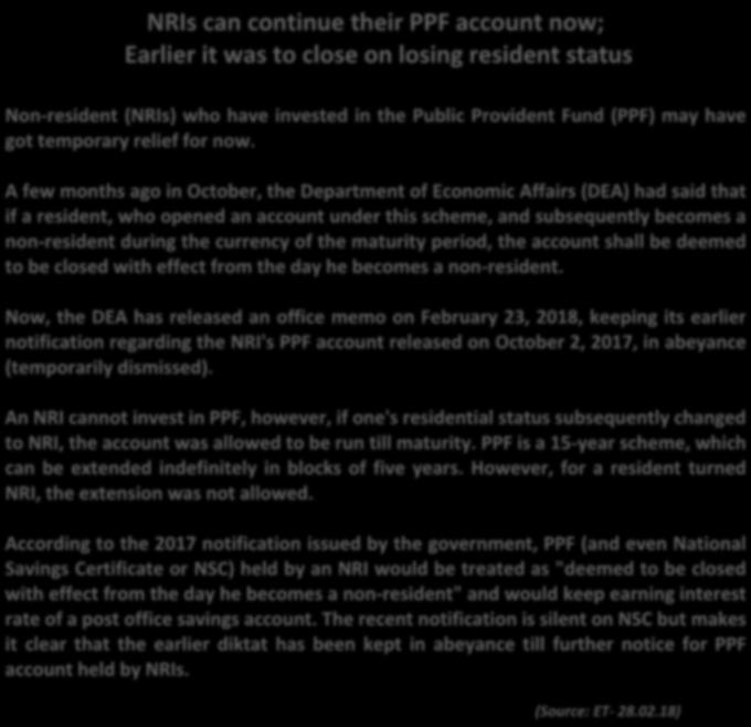 Indians News From India NRIs can continue their PPF account now; Earlier it was to close on losing resident status Non-resident (NRIs) who have invested in the Public Provident Fund (PPF) may have