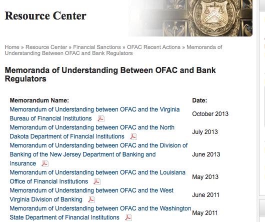 Memoranda of Understanding (MOU) Between OFAC
