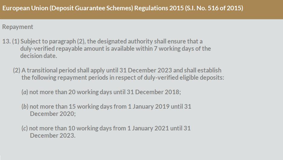 Repayment Deadline Currently, the DGS has a repayment deadline of 20 working days.