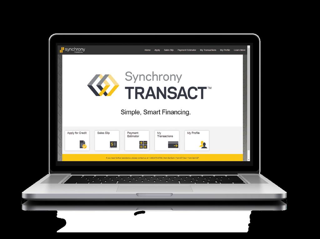 Synchrony Transact-Online Process Synchrony Transact is a user-friendly online platform that supports the financingprocess end to end from consumer application to contractor payment.