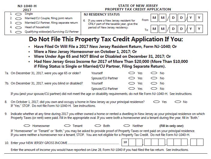 10. Property Tax Credit Application Only.