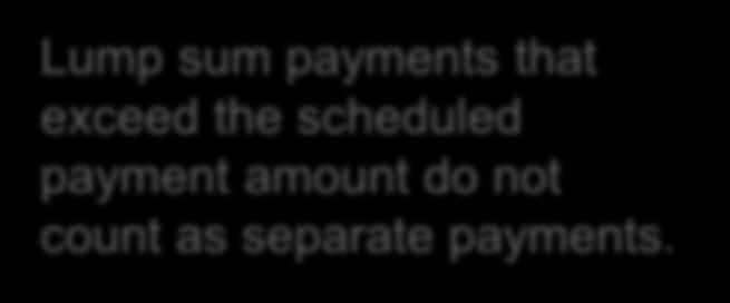 that exceed the scheduled payment amount do not count as separate payments.