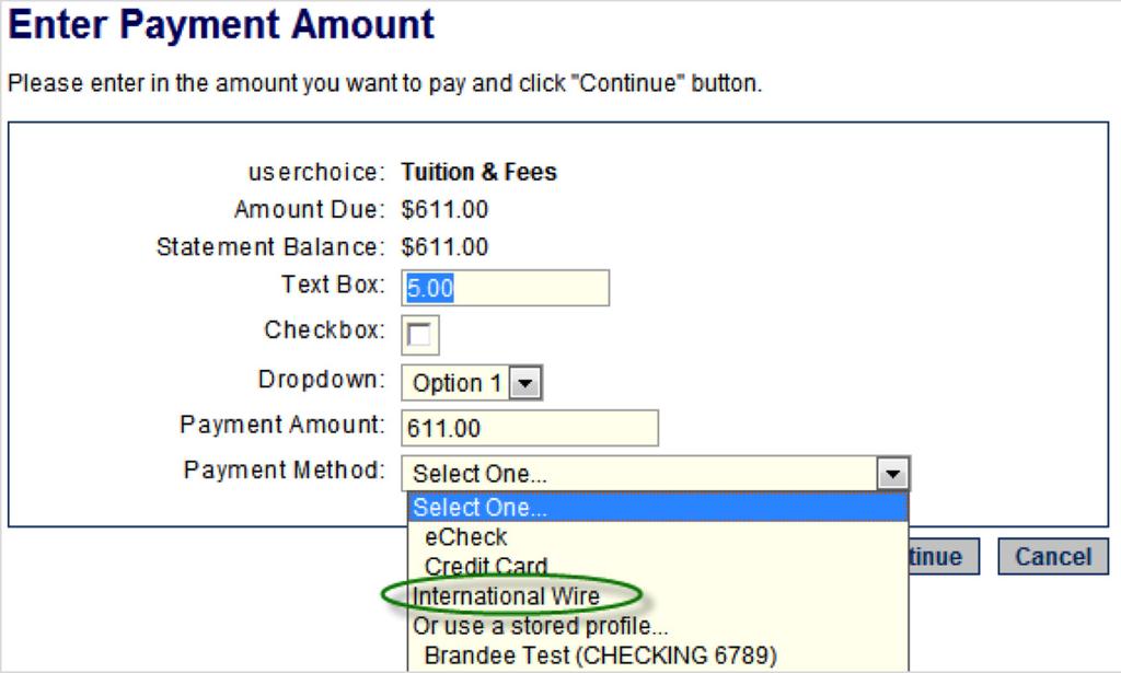 STEP 3: SELECT INTERNATIONAL PAYMENT On the next screen, select International Payment from the Payment Method