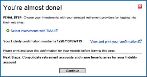 4 Final Step if you chose to direct any of your deferrals to TIAA. Click on the blue box with the arrow in it to continue to the TIAA website.