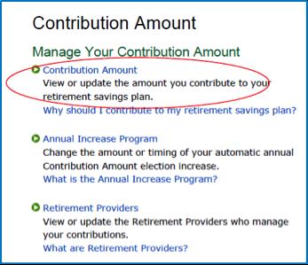 Update current contributions Click Update from the Pre-Login home page and follow the prompts to log on with your username and password.