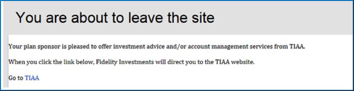 Please do not change the Your Account drop-down option from Fidelity to TIAA. Please keep the option listed as Fidelity when logging on to NetBenefits.