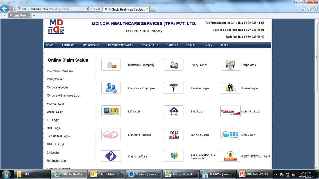 Website Access - Online Visit us at www.mdindiaonline.