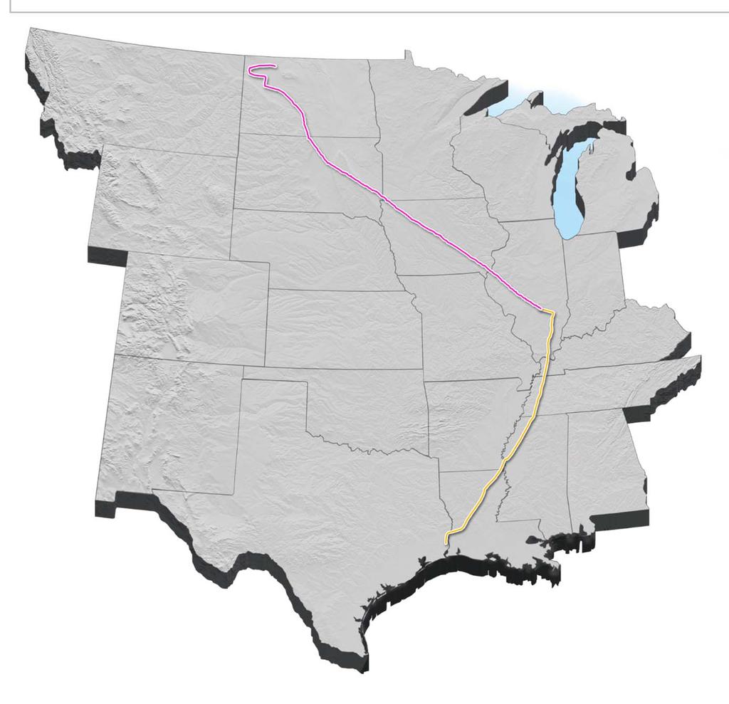 CRUDE OIL SEGMENT-BAKKEN PIPELINE PROJECT Project Details 1,172 miles of new 30 Trunkline Conversion 743 miles (1) of mostly 30 to crude service Delivery Points Origin Sites Dakota Access Pipeline