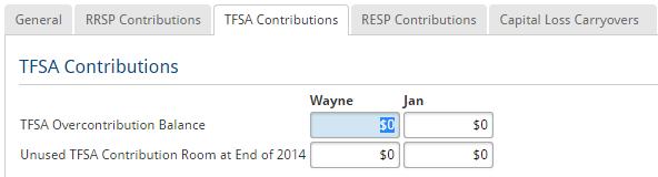 6. On the RESP Contributions tab, enter RESP contribution information