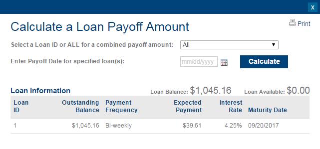 Participant Loans You also have the ability to review an existing loan and calculate a loan payoff.