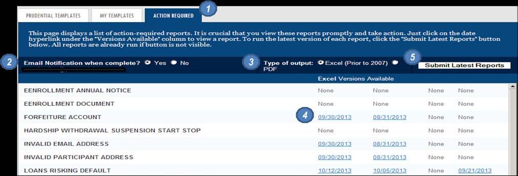 Action Required Reports After you have clicked on the report s date link - or - selected to run all the latest Action Required reports, you will