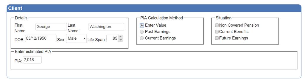 Entering Primary Insurance Amount, Earnings History, or Current Years Earnings Our software allows you to choose how you want to enter a client s benefit amount.