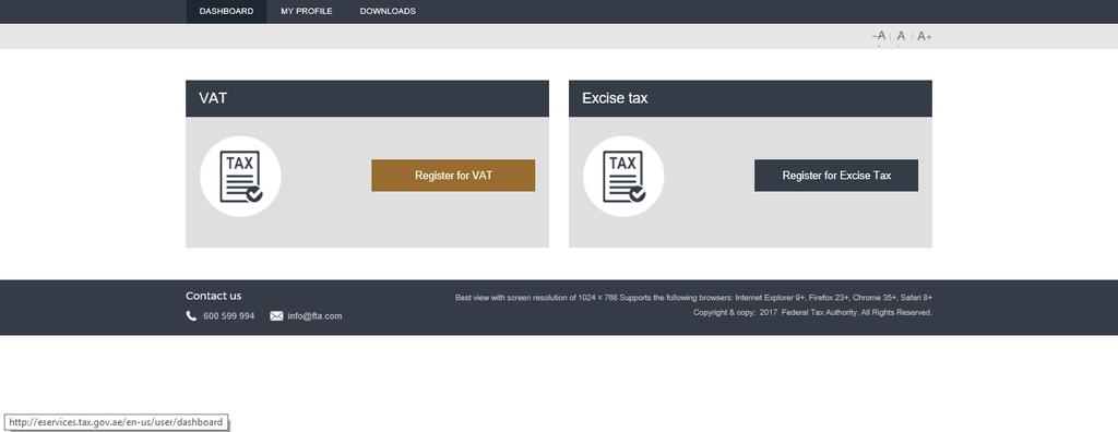 The FTA registration portal Once you have logged in,