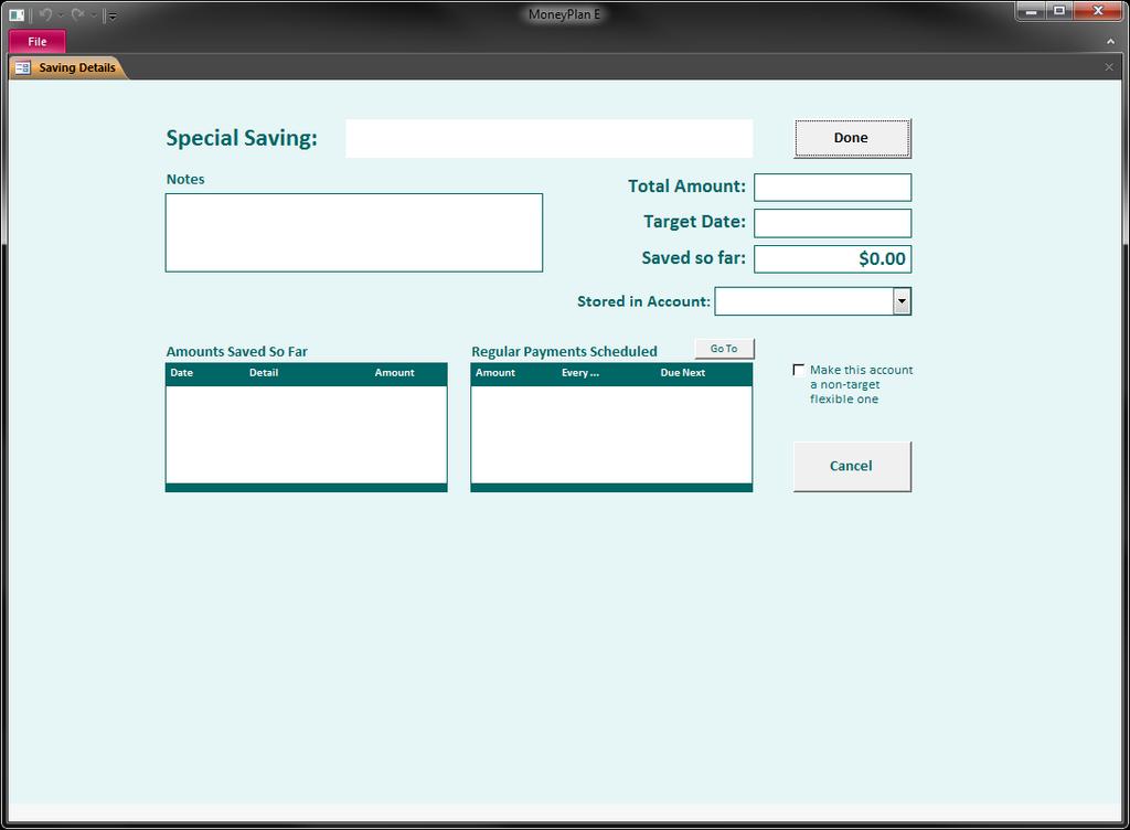Chapter Nine Special Savings It is possible to set up a Special Savings account which exists only within MPD.