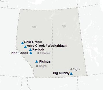 OPERATING AREAS Montney light oil and gas exploration and development Ante Creek Waskahigan/Grizzly Gold Creek Kaybob Added 51,200 acres of land in 2015 Other Assets Pine Creek - Wilrich Ricinus -