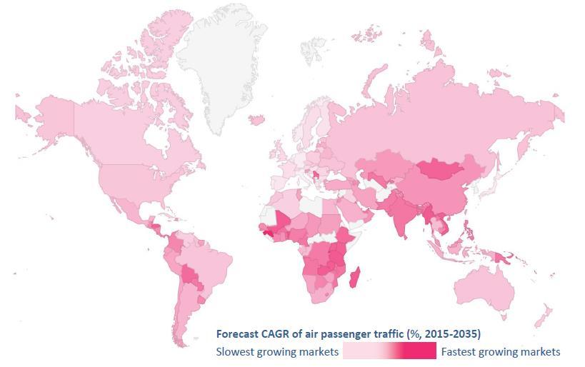 Centre of growth shifting East and South Source: IATA