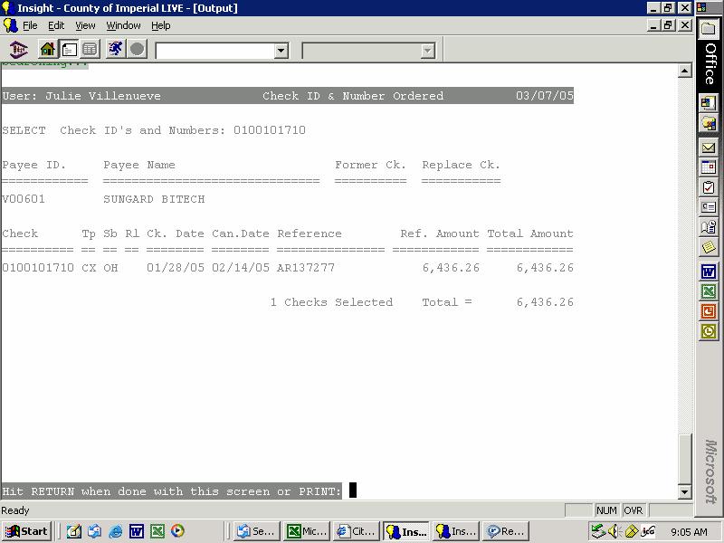 IFAS ACCOUNTING SYSTEM The results of the search appear below: The information displayed includes the vendor paid, the amount paid, the date the warrant was issued, and the date the warrant was paid