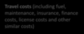 Actual Cost Per Kilometer Travel costs (including fuel, maintenance, insurance, finance costs, license