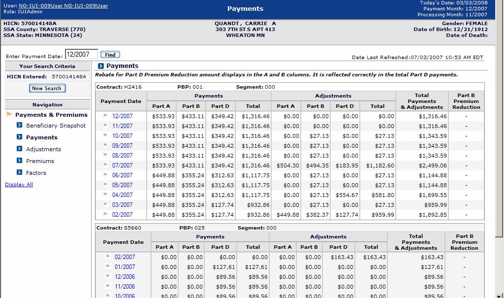 ENROLLMENT PROCESSING AND MARx OVERVIEW The Enter Payment Date field on the Payments & Premiums screens allows users to change the payment month and year.