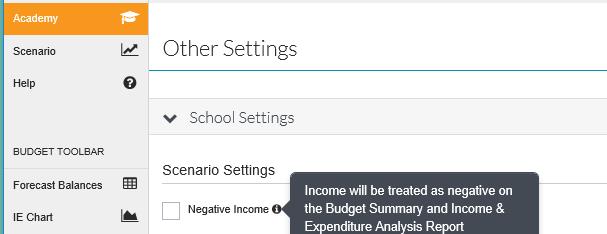 School Settings If selected or amended remember to click Save.