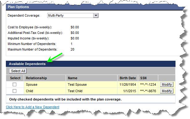 Select the appropriate option from the Dependent Coverage drop-down