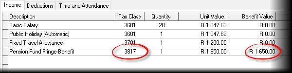In the example above, seeing as the Tax Classification of the deduction type indicates that this is a deduction in respect of pension fund contributions, the option that indicates that employer