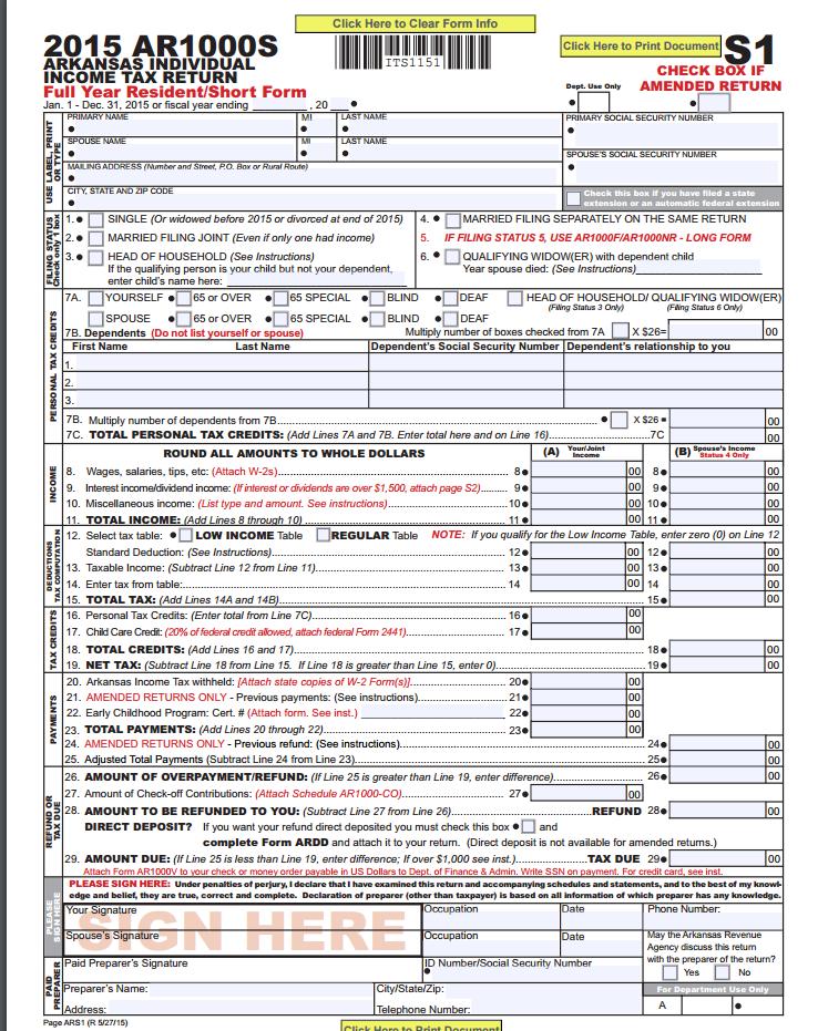 AR1000NR Part Year or Nonresident Individual Income Tax Return : If you have lived in Arkansas less than six months, or f you live outside of Arkansas but receive Income from Arkansas. 3.