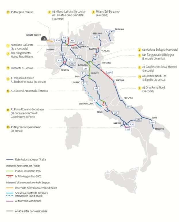 2. Report on operations Planned investment in the Italian network A8 Milan-Lainate (5th lane) A9 Lainate-Como Grandate (3 rd lane) Milan East Bergamo (3rd lane) MONT BLANC TUNNEL A8 Milan-Gallarate