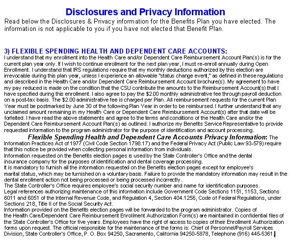 Disclosures and Privacy Notice The hyperlink mentioned in step 14 of the previous page provides legal disclosures and privacy information about various benefits plans such as Health (Medical &