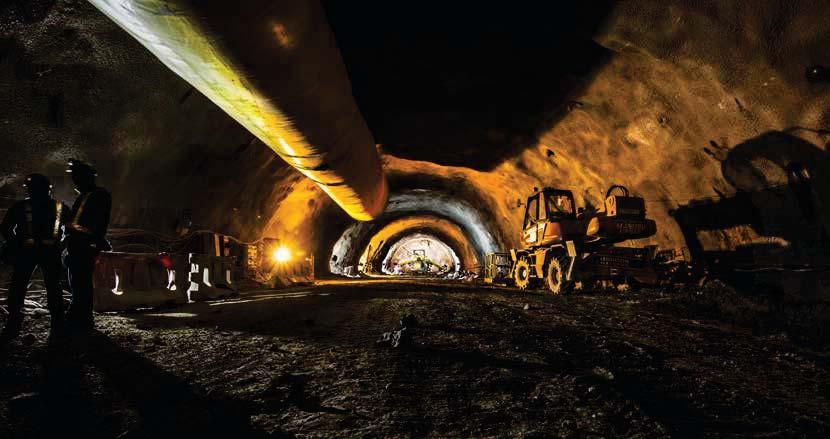 Tunnel under construction at Chenani Nashri Since inception, we have adopted an asset-light approach in our engineering and construction part of the business.