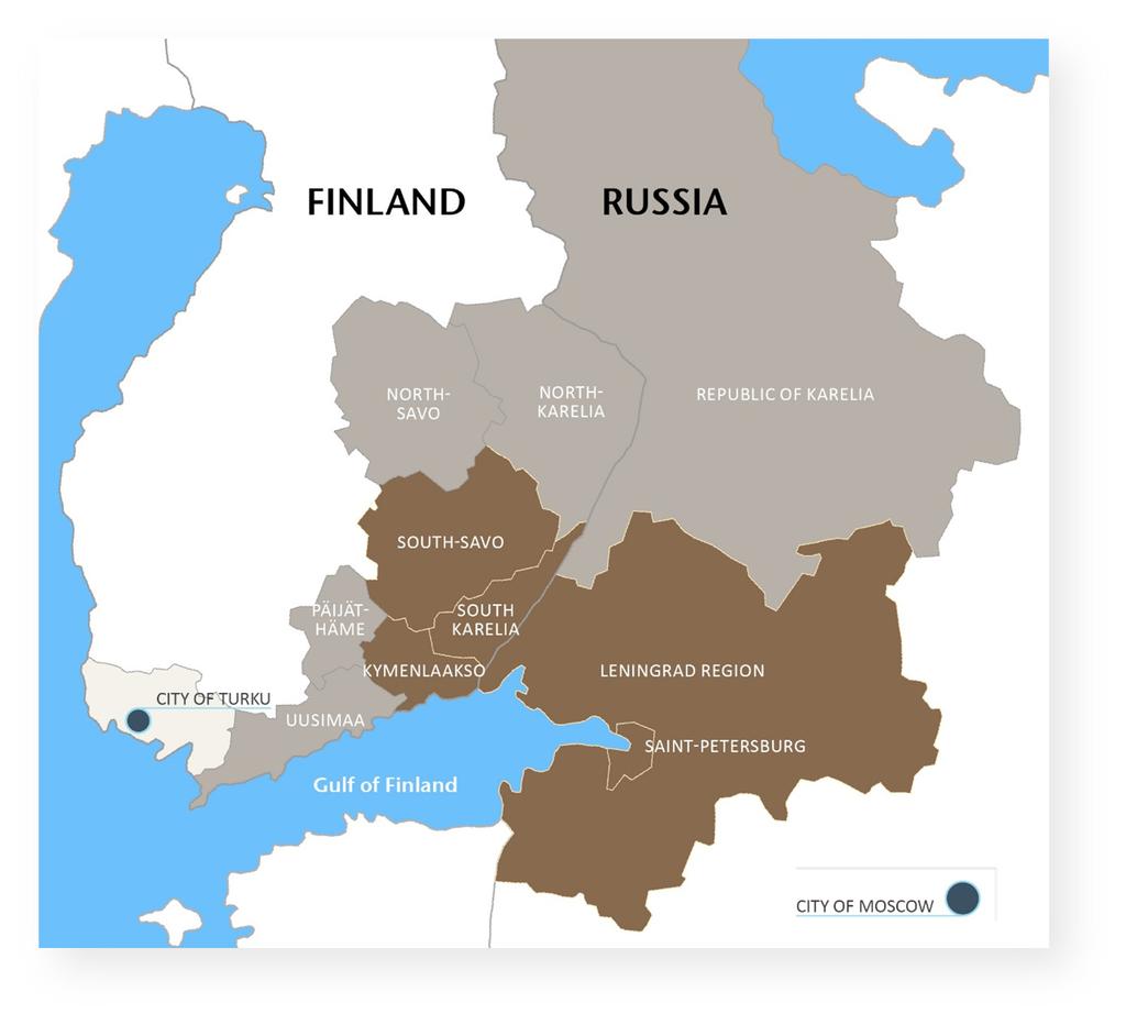2. Eligible area and financing frame The Programme s core region, including South Karelia, South Savo, Kymenlaakso, Saint Petersburg and Leningrad region, is in the key focus and all funded actions