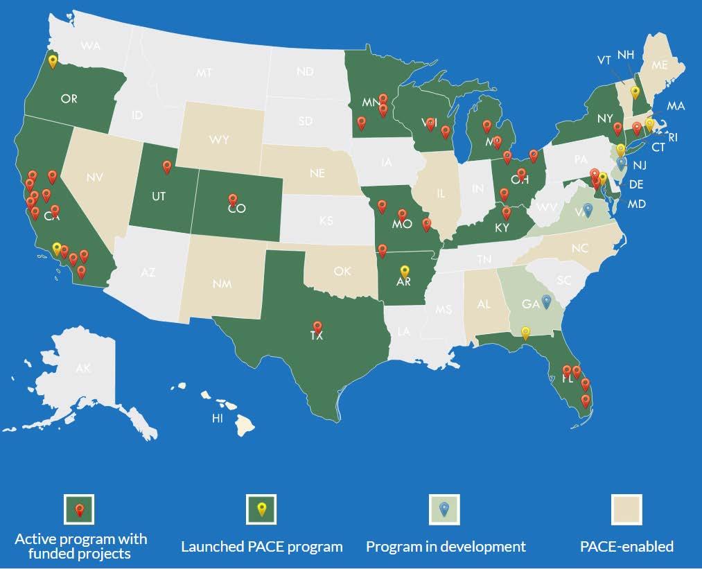 Where Are PACE Programs Active? At least 31 states have PACE-enabling laws. At least 16 states with active PACE programs.