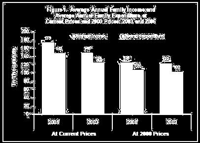 Correspondingly, the average annual family expenditure of families increased from P124 thousand in 2003 to P147 thousand (18.5%) in 2006.