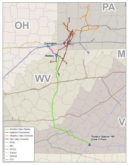 EQT Midstream Partners, LP Growth Projects Ohio Valley Connector 36-mile FERC regulated pipeline to connect transmission in West Virginia to Clarington, OH Q3 2016 in-service ~1 Bcf/d capacity 650